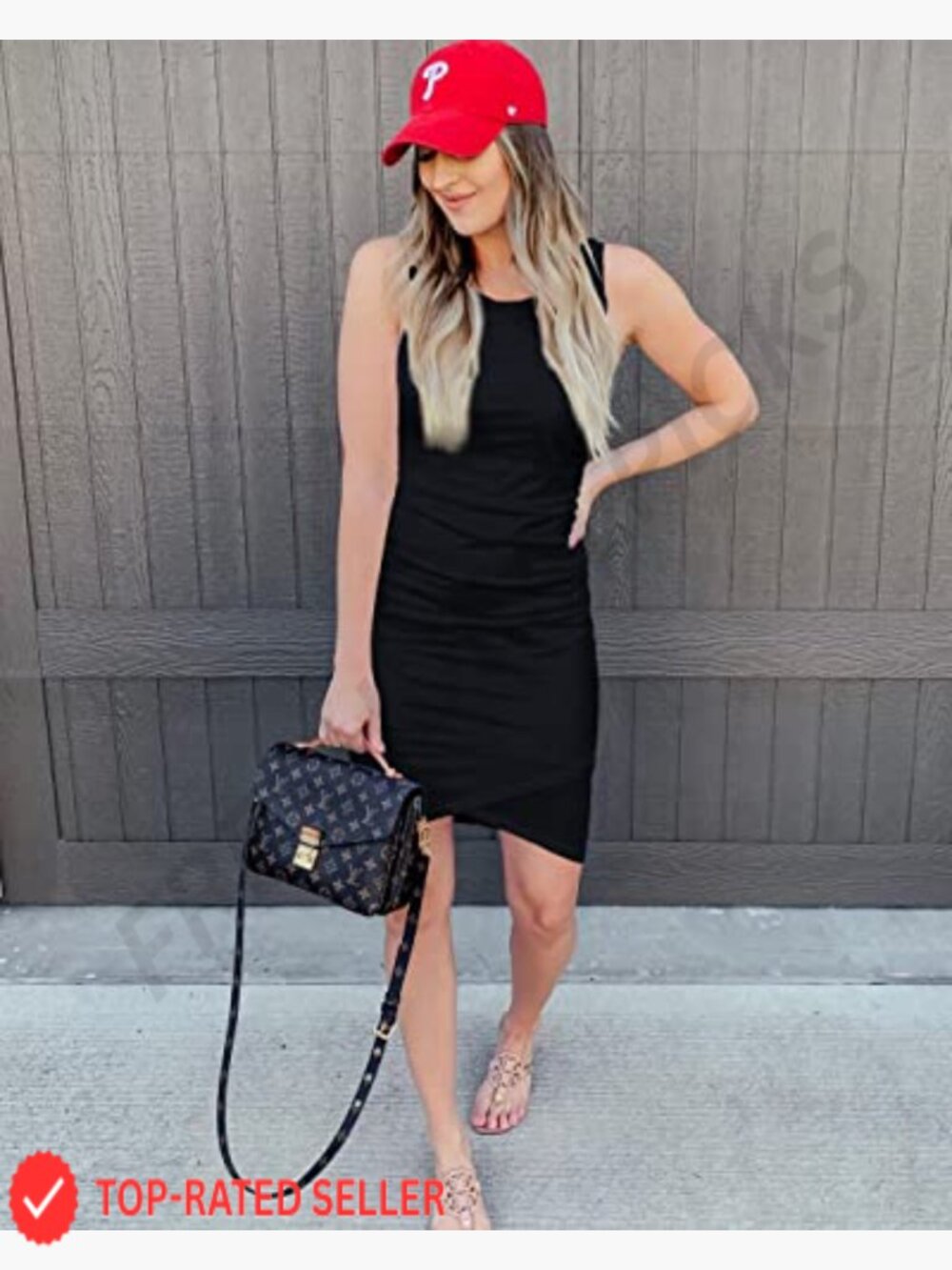 Sleeveless Ruched Bodycon Mini Dress Summer Party Casual Tank Sundress - Picture 4 of 7